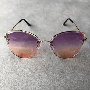 Purple to Orange Ombré Lens ~ Gold-Tone Sunglasses ~ Brand New!